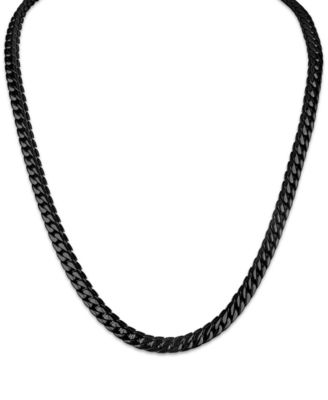 Blue Ion-Plated Stainless Steel Curb Link Double-Layer 22" Necklace (4mm)