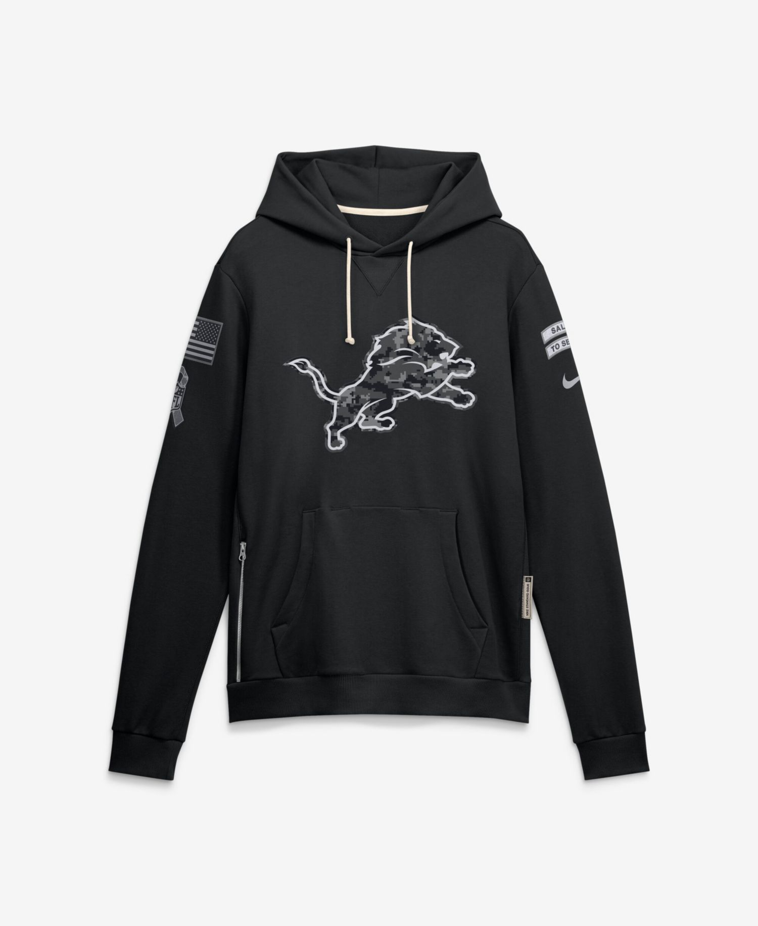 Men's Black Detroit Lions 2026 Salute to Service Sideline Pullover Hoodie