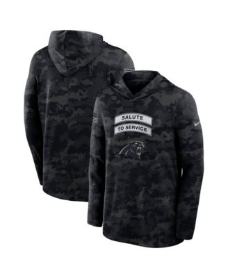Men's Black Carolina Panthers 2026 Salute to Service Sideline Lightweight Hooded Pullover