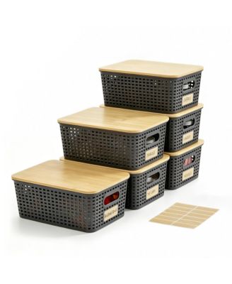 Small Plastic Storage Lids 5.2qt Stackable Containers 6 Packs 10IN7.2IN4.1IN