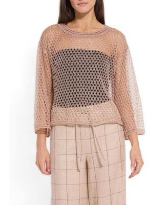 Women's Lettie Metallic-Mesh Slouchy Boat-Neck Sweater