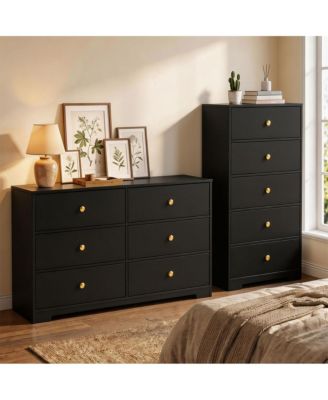 Modern Farmhouse Dresser Set – 5-Drawer Chest and 6-Drawer Dresser, Spacious Storage, Waterproof Matte Finish, Anti-Tip Safety for Bedroom