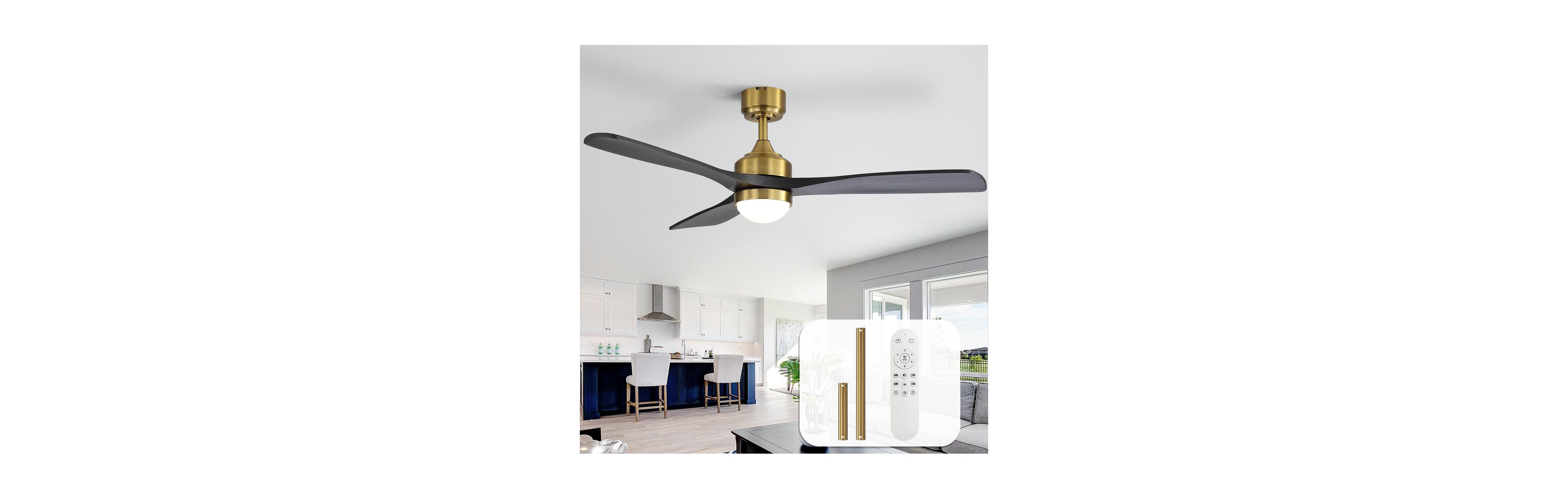 Sofucor 52-Inch Modern Ceiling Fan with Light, Remote Control & Reversible Motor