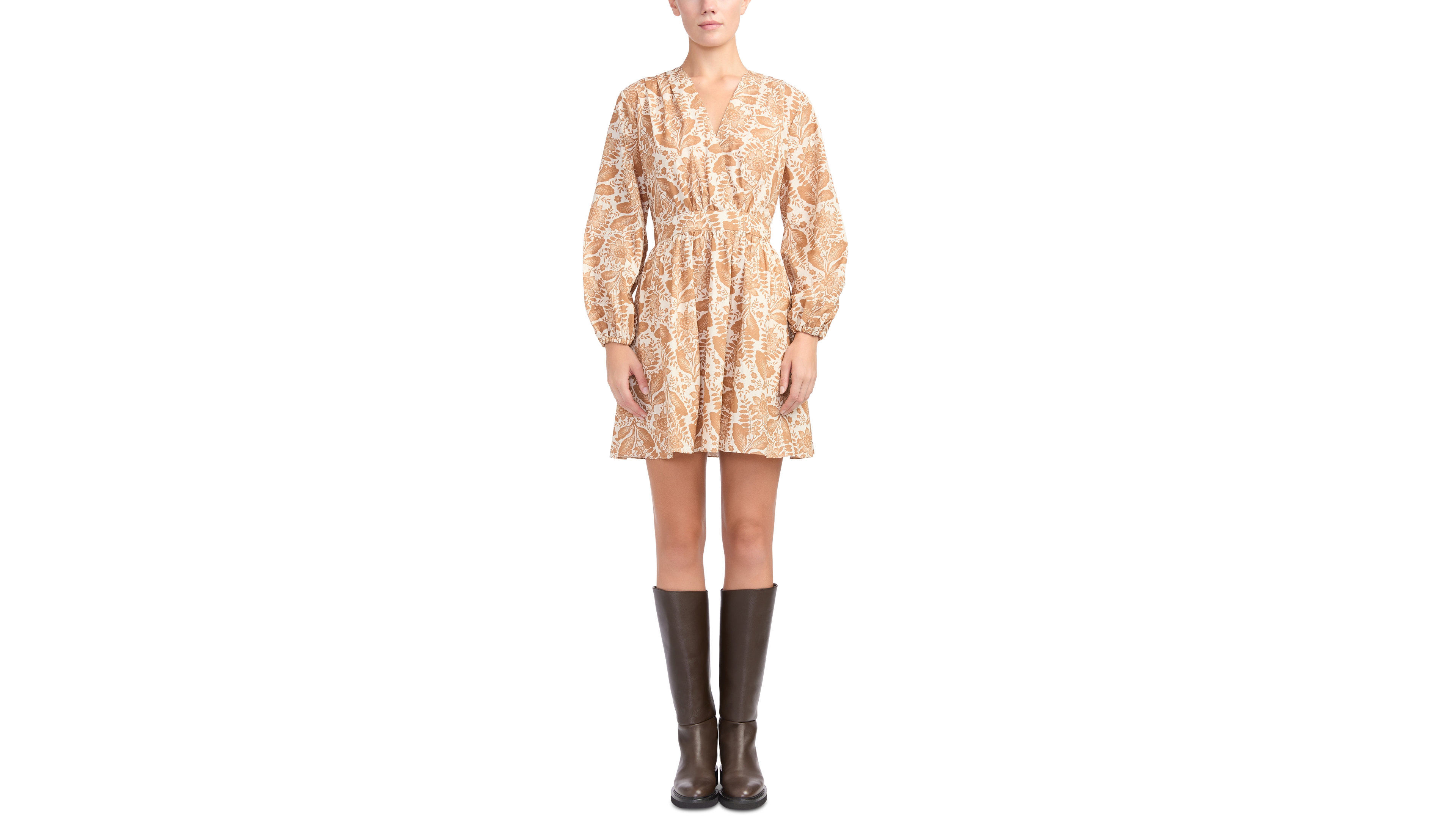 Derek Lam 10 Crosby Women's Tarin Long Sleeve A-Line Floral Dress