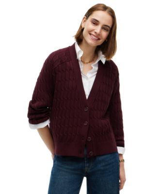 Women's Oversized Cable-Knit V-Neck Cardigan