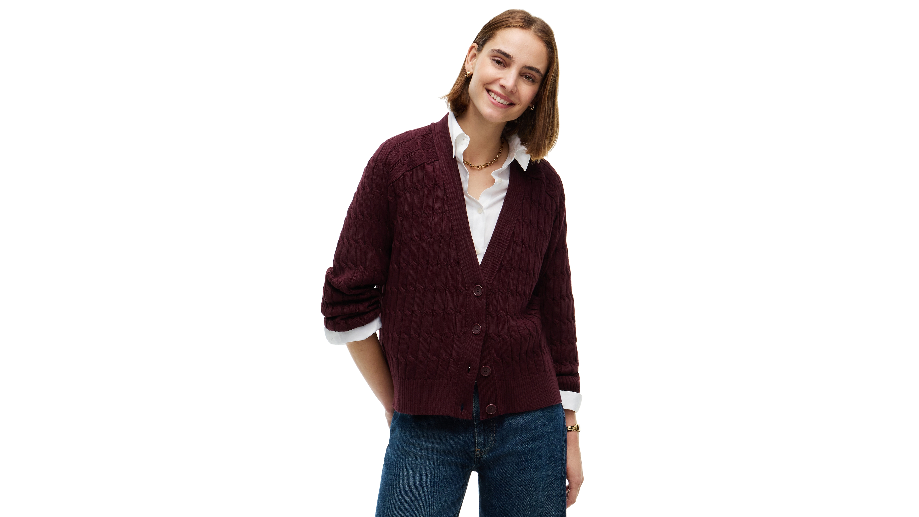 Tommy Hilfiger Women's Oversized Cable-Knit V-Neck Cardigan