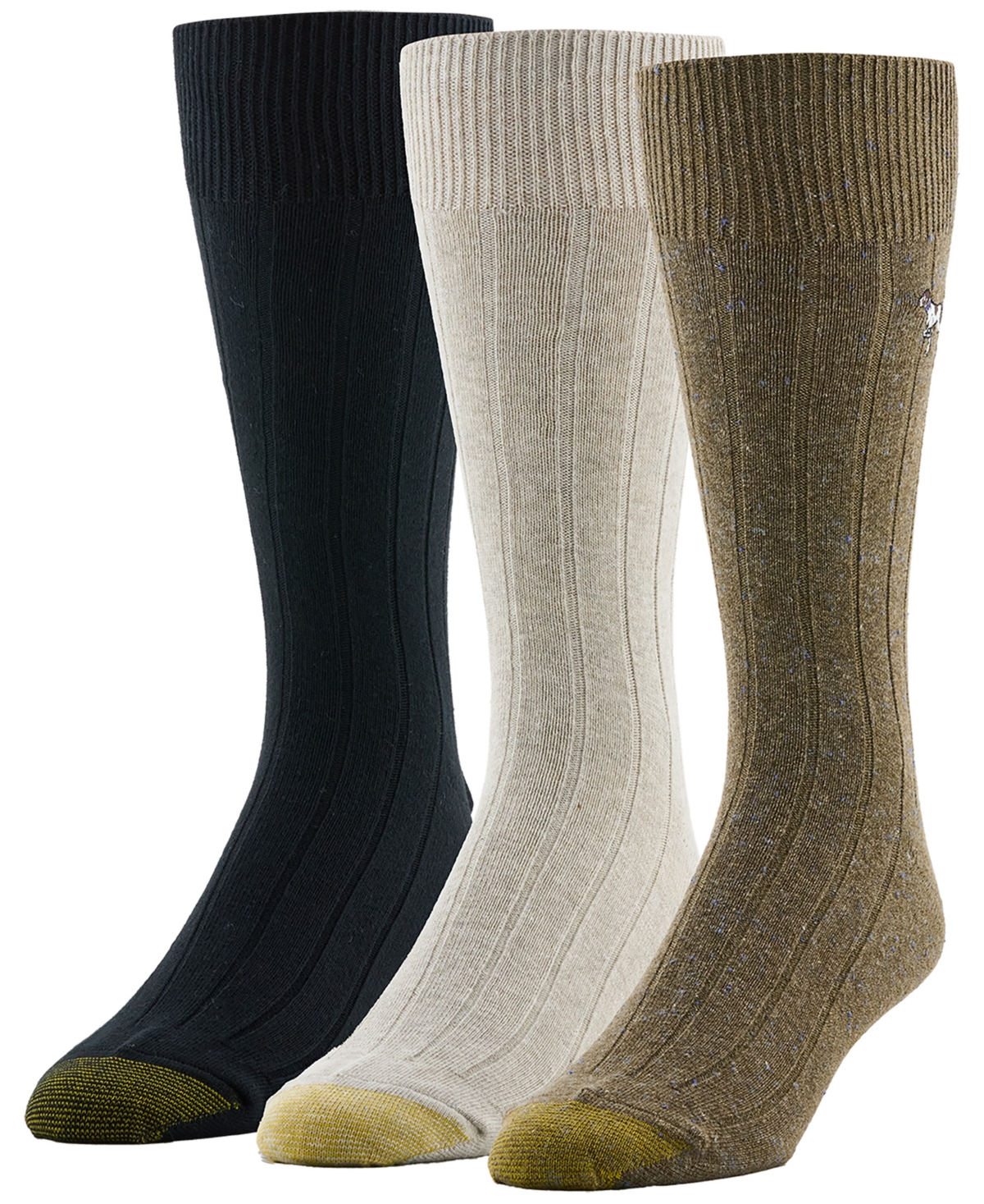Gold Toe Men's Hampton Ribbed Crew Socks, 3-Pack