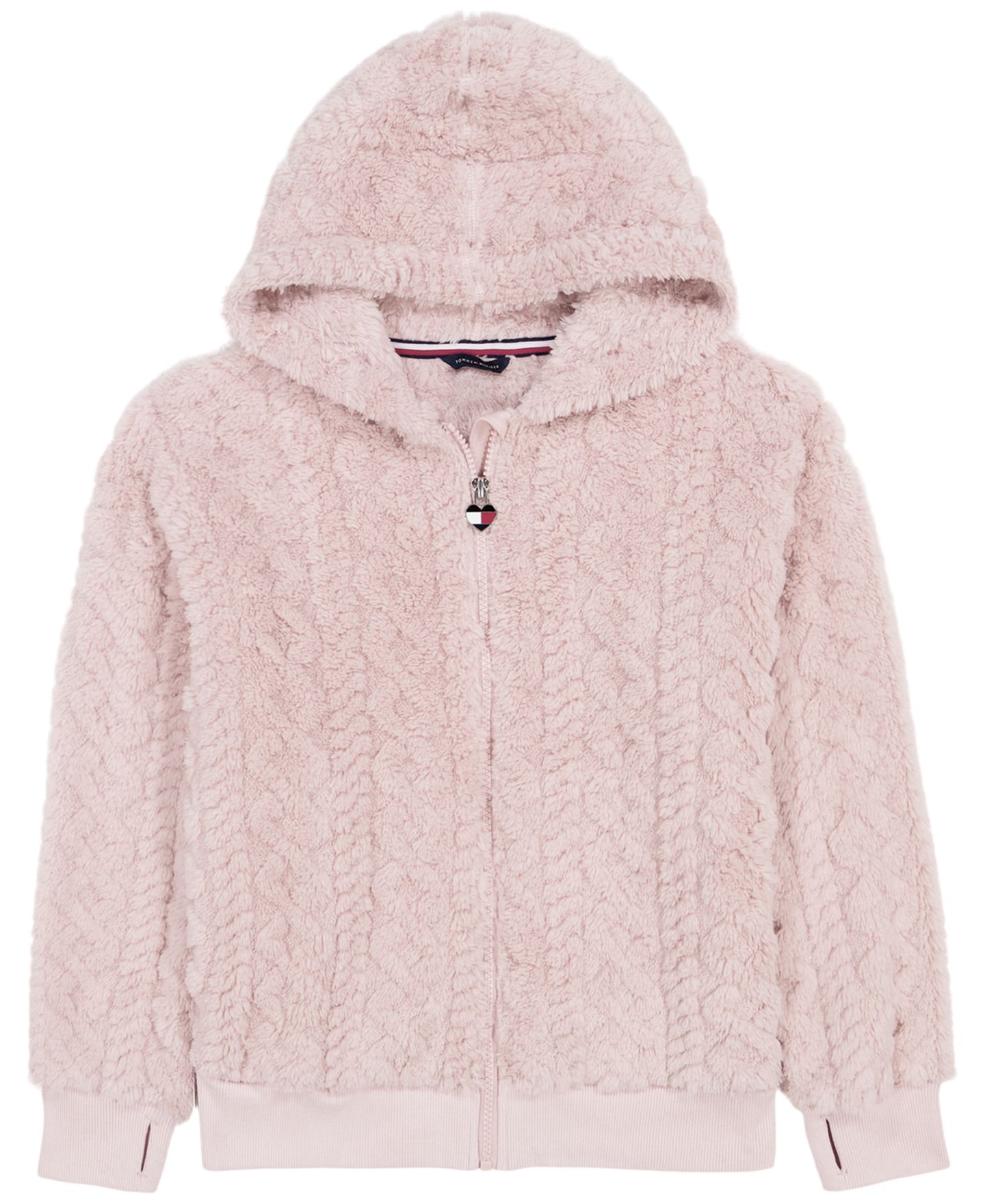 Худи Tommy Hilfiger Full-Zip Cable-Knit Sherpa для девочек, цвет: Верблюжий — фото 4