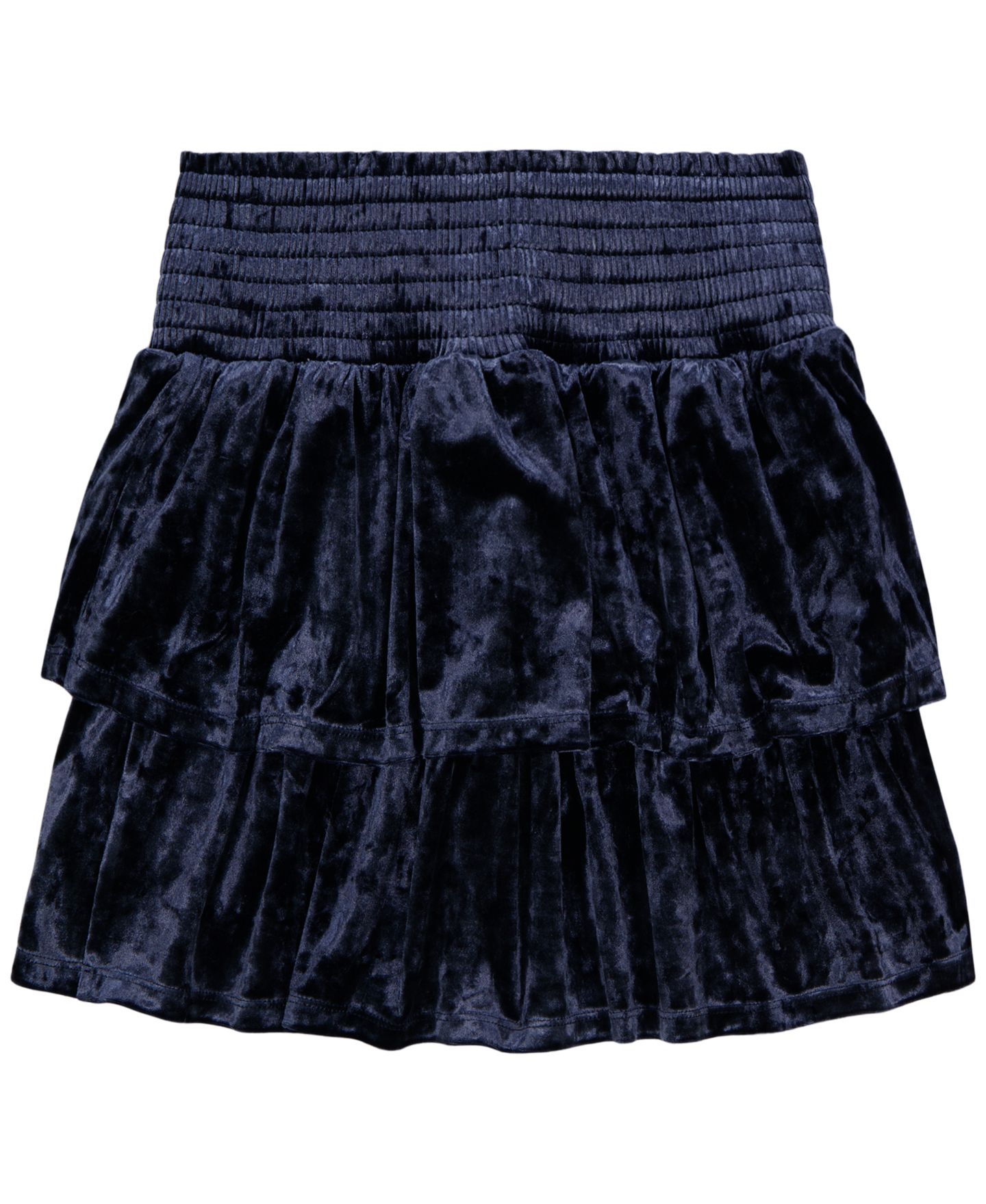 Юбка Tommy Hilfiger Panne Velvet Tiered Smocked Waist для девочек, цвет: Тёмно-синий — фото 1