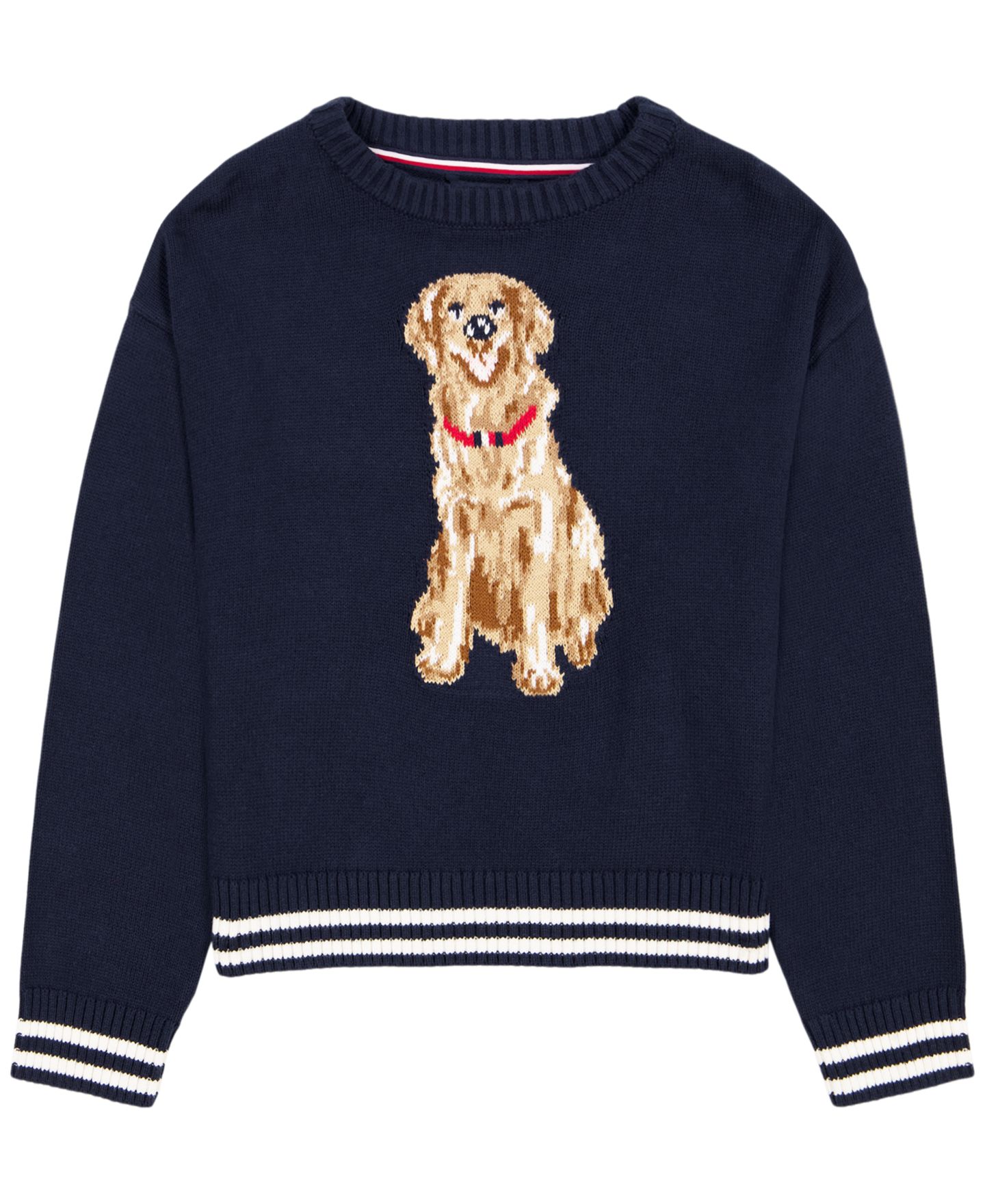 Свитер Tommy Hilfiger Intarsia Dog Drop-Shoulder для девочек, цвет: Мерло — фото 7