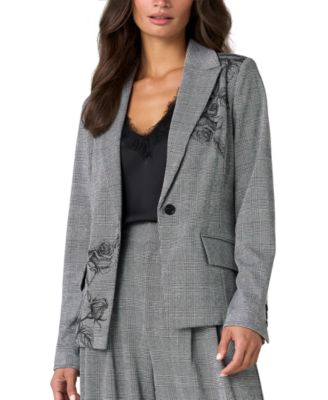 Petite Plaid Stretch Tailored Blazer