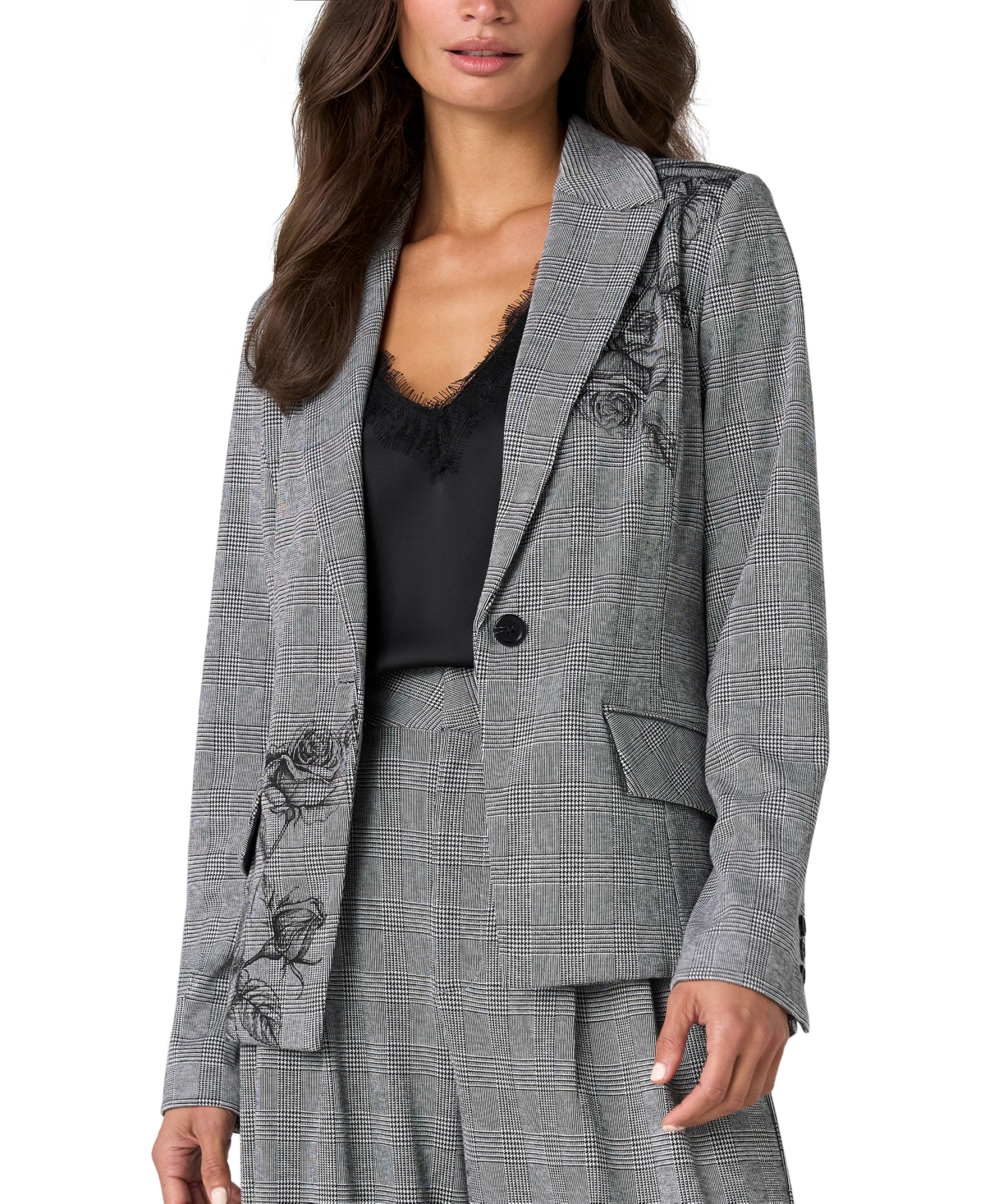 Liverpool Los Angeles Petite Plaid Stretch Tailored Blazer