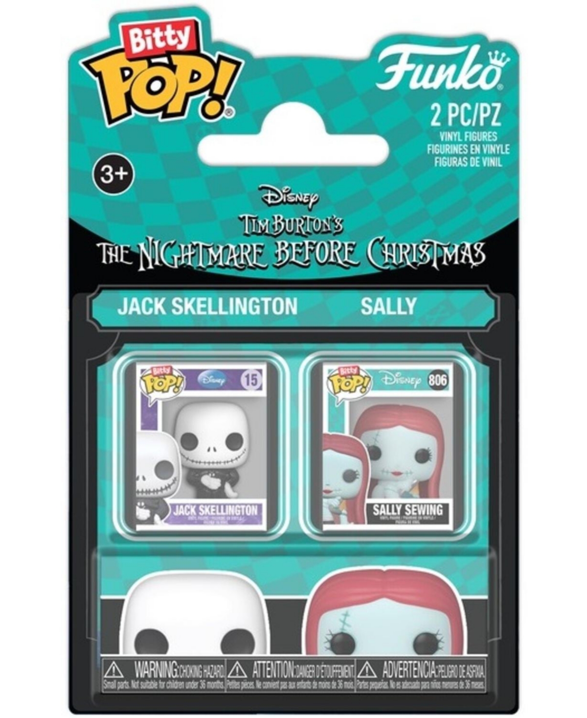 Funko Bitty Pop! The Nightmare Before Christmas Jack and Sally 2-Piece Action Figure, Ages 3+