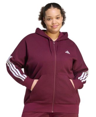Plus Size Essentials 3-Stripes Full-Zip Fleece Hoodie