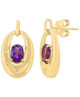 Amethyst and Diamond Accent Drop & Chandelier Earrings (1-3/8 ct. t.w.) in 14k Gold over Silver