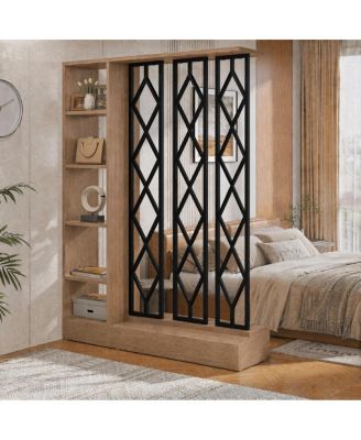 71" Room Divider with 5-Tier Shelves, Display Shelf