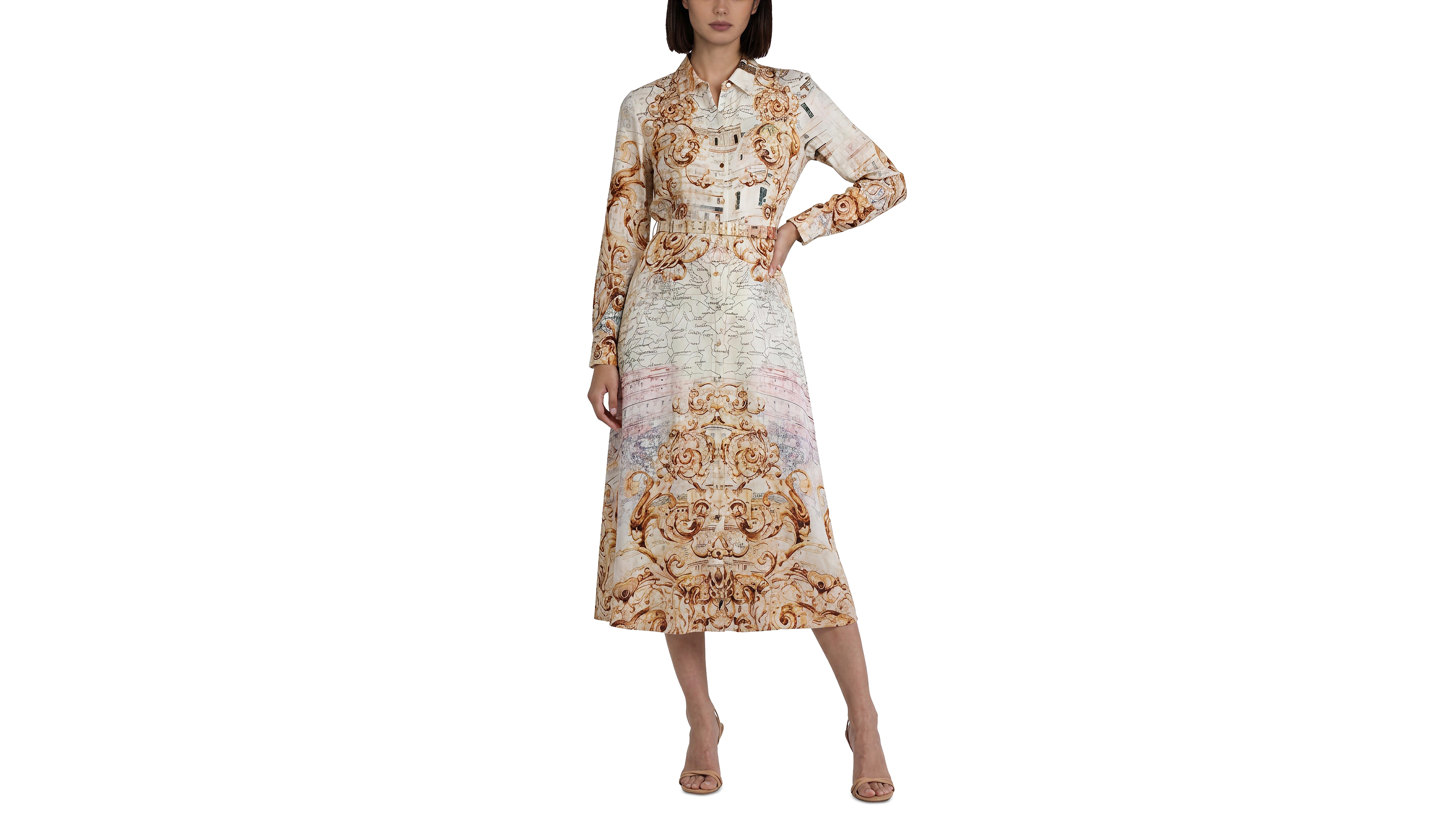 Elie Tahari Women's Seraphine Long-Sleeve Belted Collared Dress