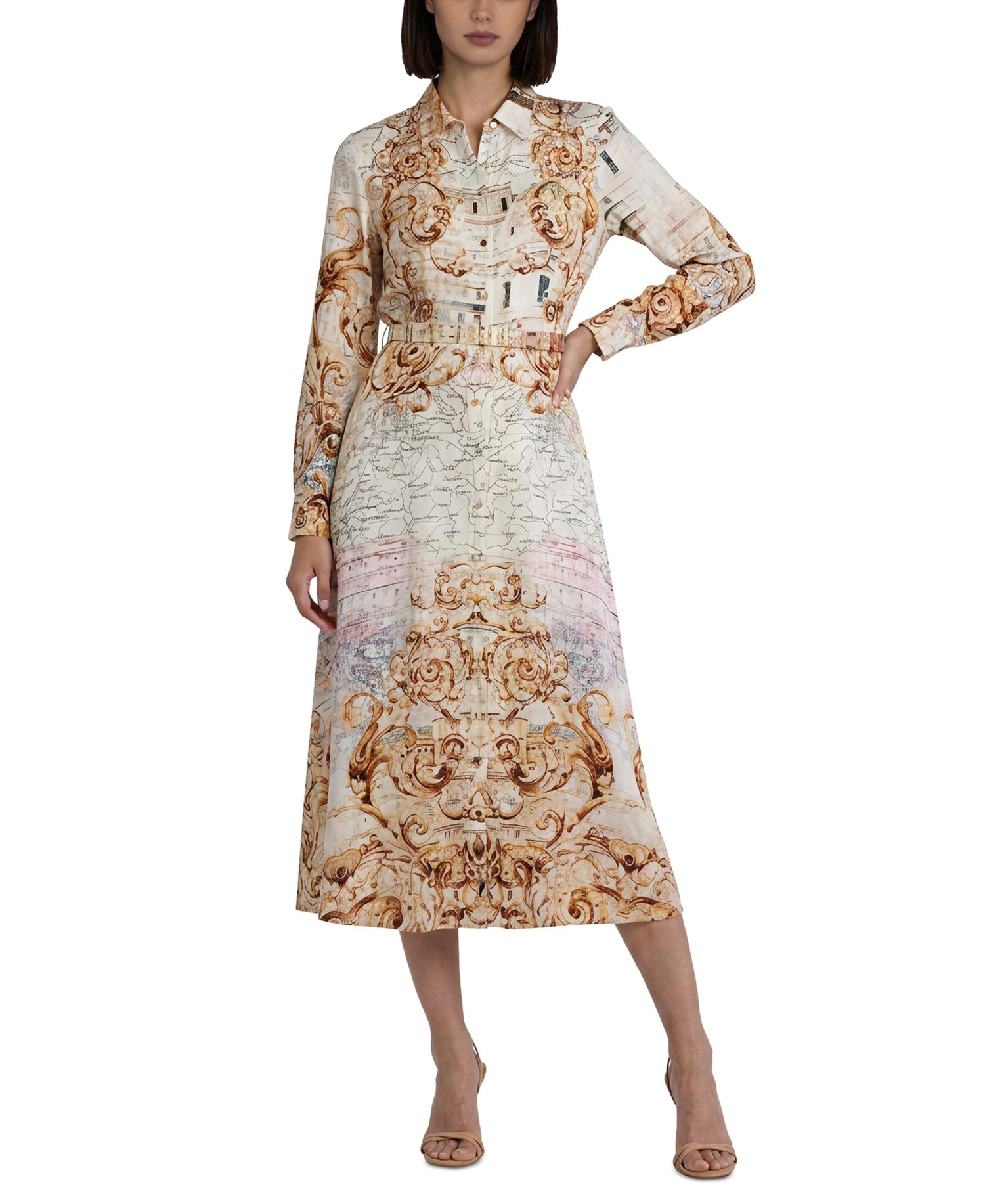 Women's Seraphine Long-Sleeve Belted Collared Dress