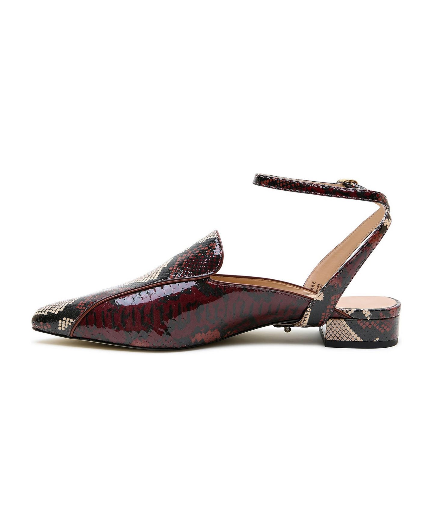 Женские сандалии Alterre Marilyn Pointed-Toe Block-Heel Python Loafer, цвет: Бордовый — фото 2