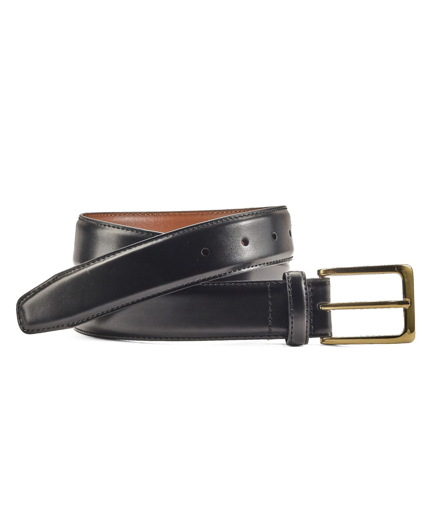 Men's Leather Brass-Buckle Reversible Belt