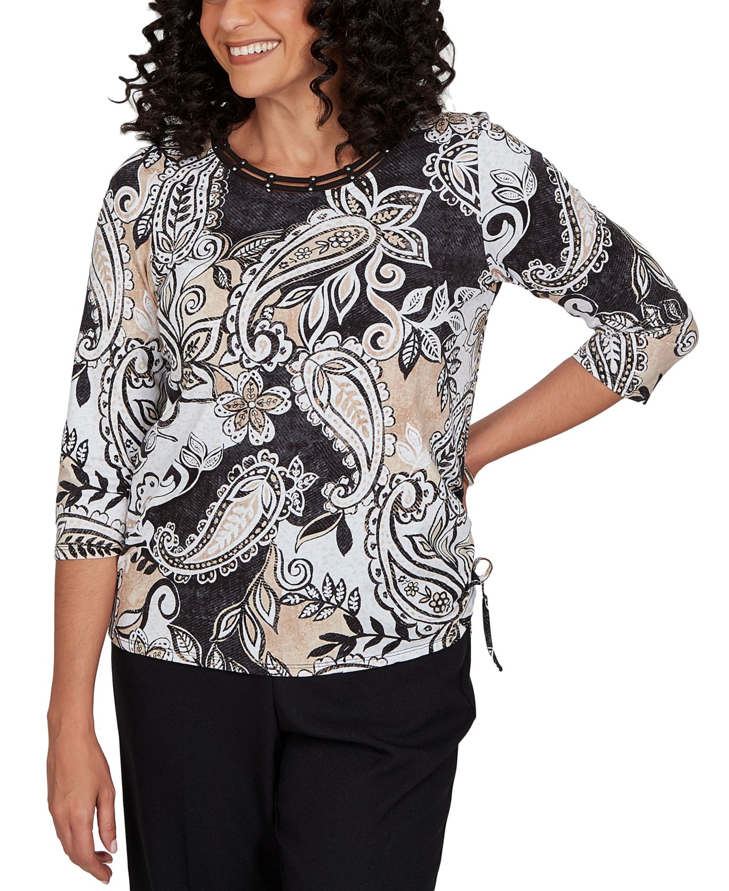 Petite Paisley Neutrals Knit Top