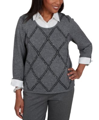 Women's Sweatr 3/4-Sleeve Scoop Neck Pullover
