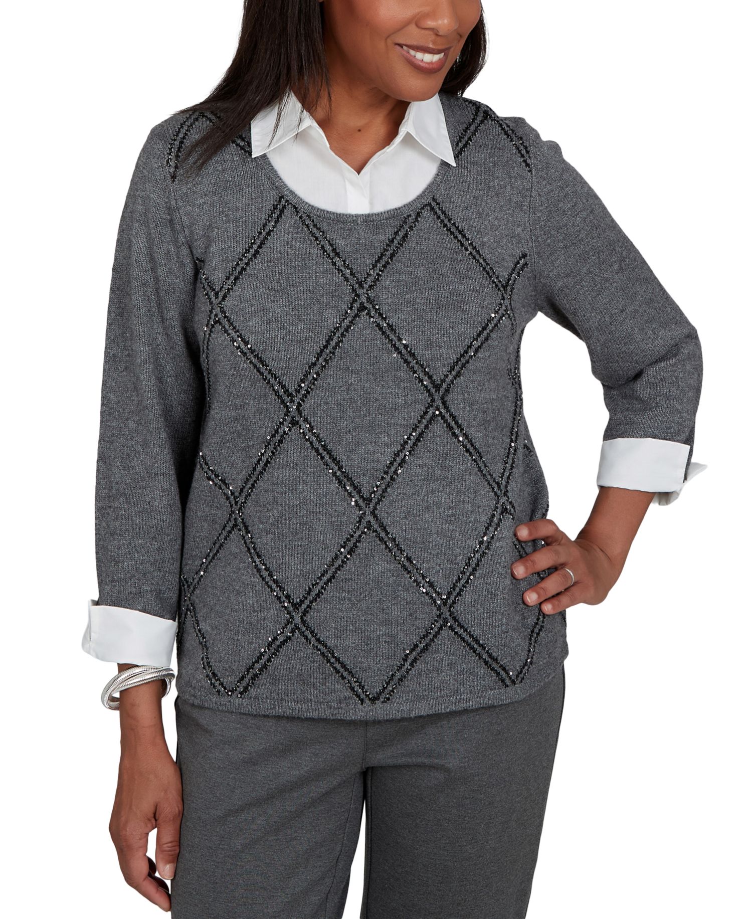 Women's Sweatr 3/4-Sleeve Scoop Neck Pullover