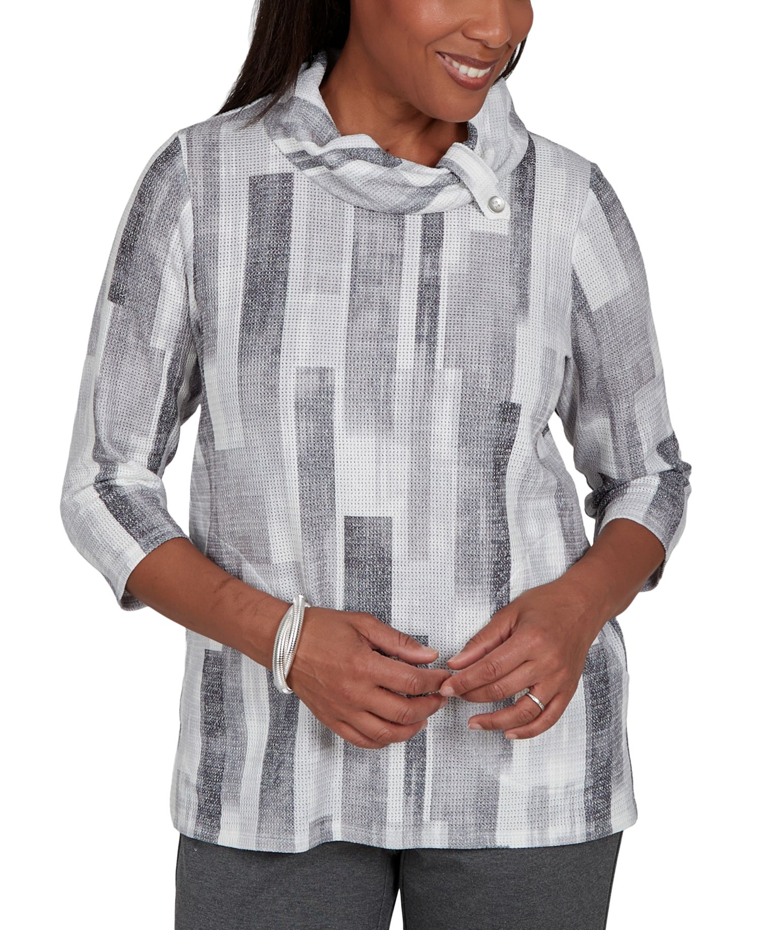 Women's Cowl Neck 3/4-Sleeve Pullover Tunic Top
