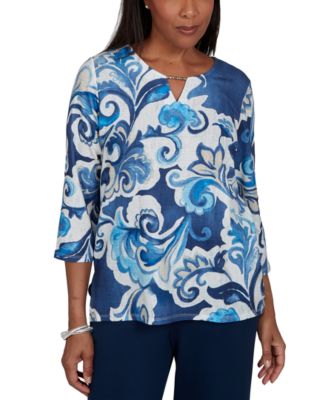 Petite Keyhole Neck 3/4-Sleeve Knit Top