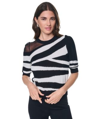 Women's Zebra-Print 3/4-Sleeve Sweater