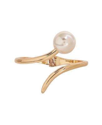 Imitation Pearl White Snowball Adjustable Bangle Bracelet