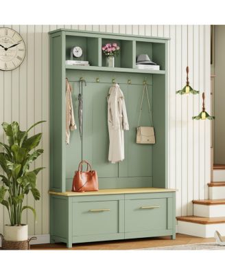 4 in 1 Hall Tree with Storage Bench Coat Rack and Drawers