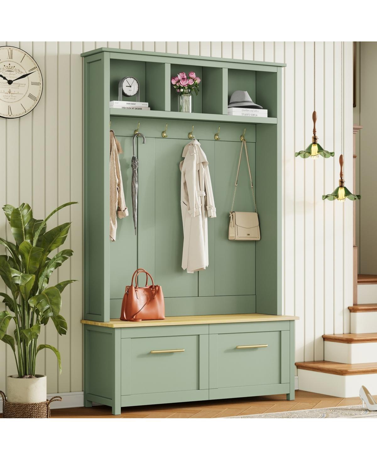 Streamdale Furniture 4 in 1 Hall Tree with Storage Bench Coat Rack and Drawers
