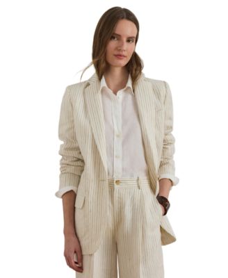 Women's Pinstripe Notch Lapel Long-Sleeve Blazer
