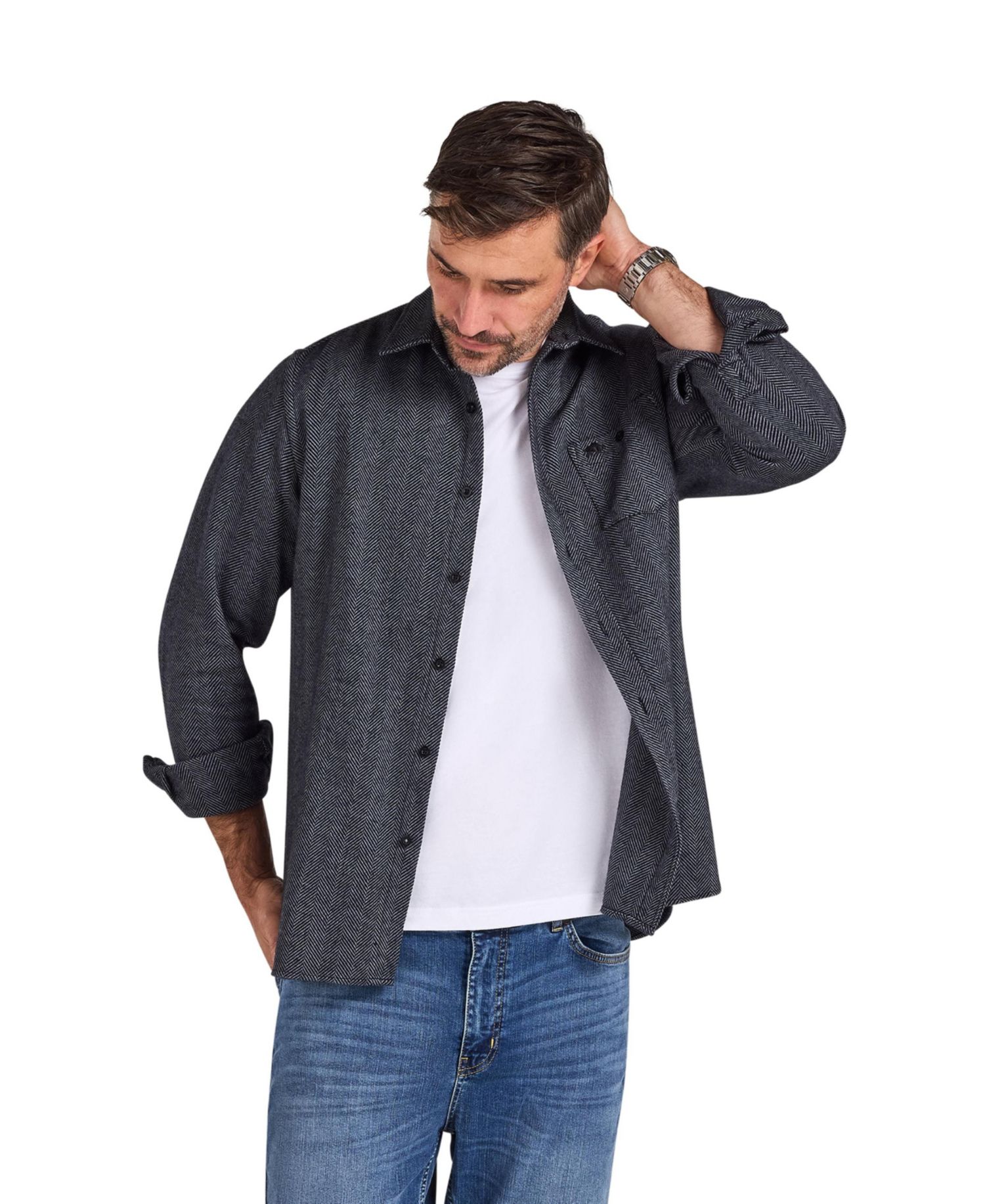 Men's Herringbone Long-Sleeve Shirt