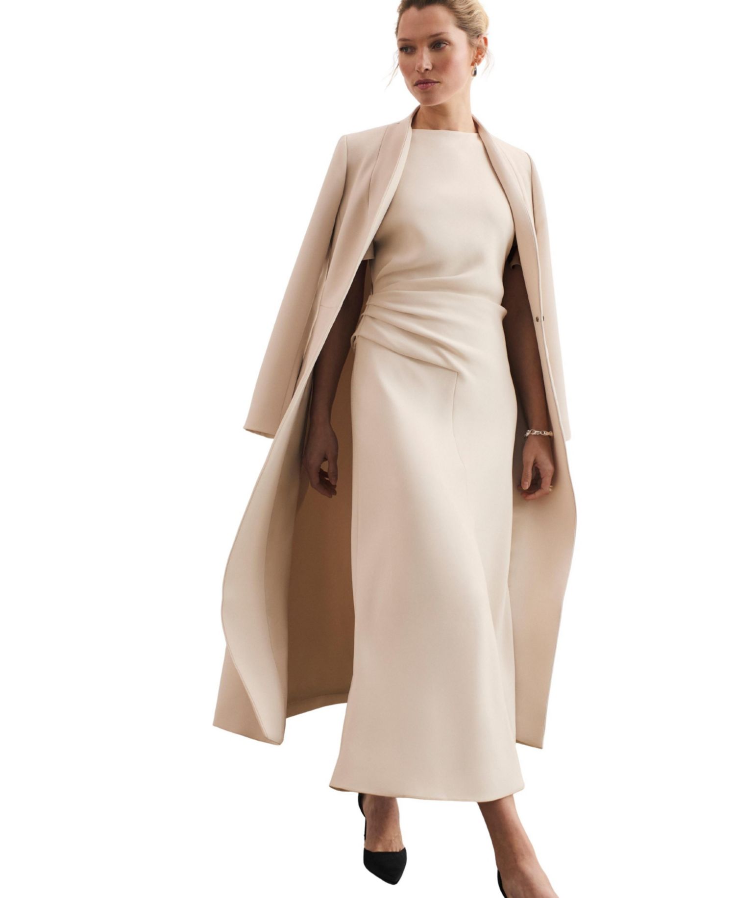 Women's Salerno Boat-Neck Short-Sleeve A-Line Midi Dress
