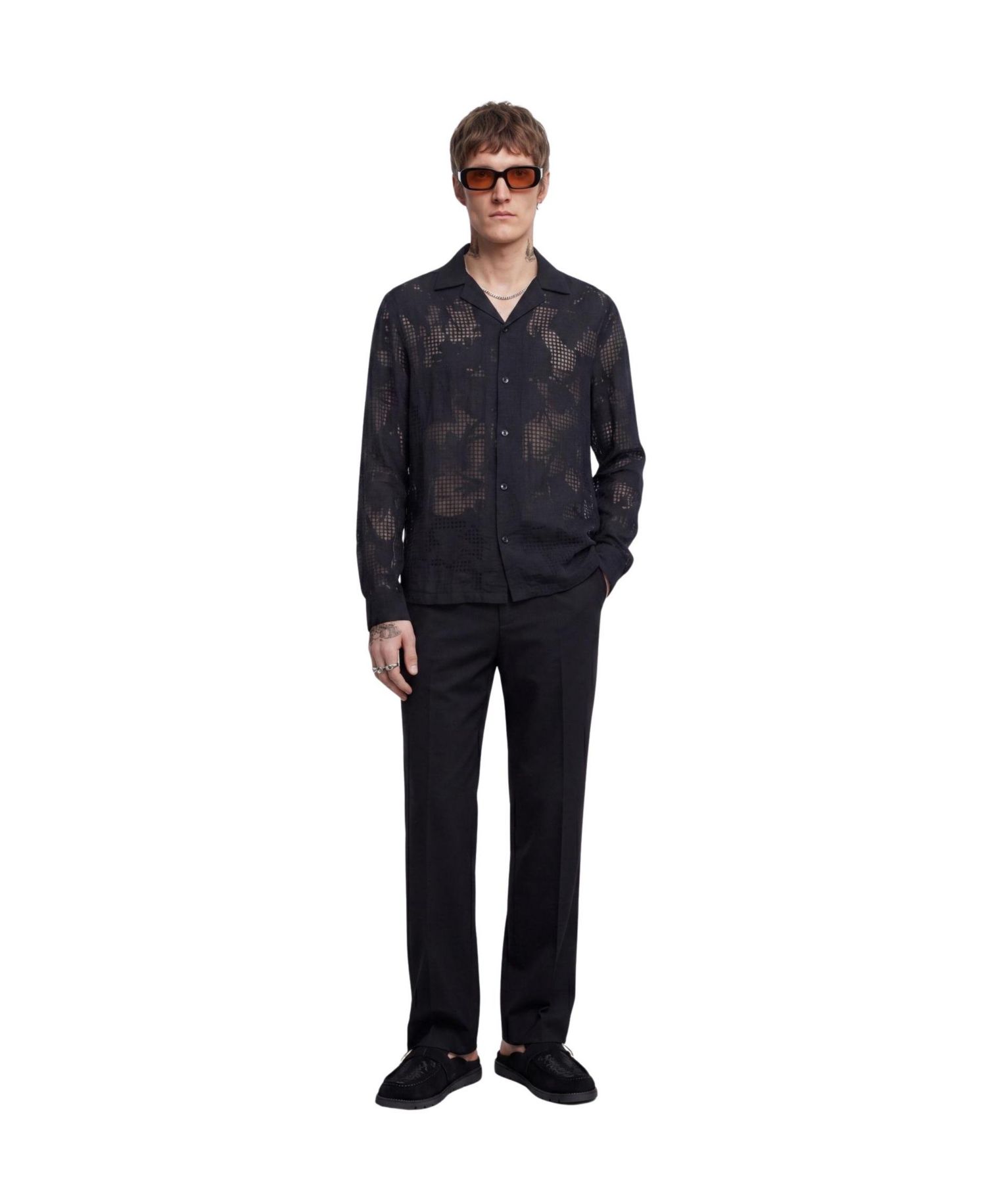 Men's Ethan Floral Burnout Revere Collar Shirt