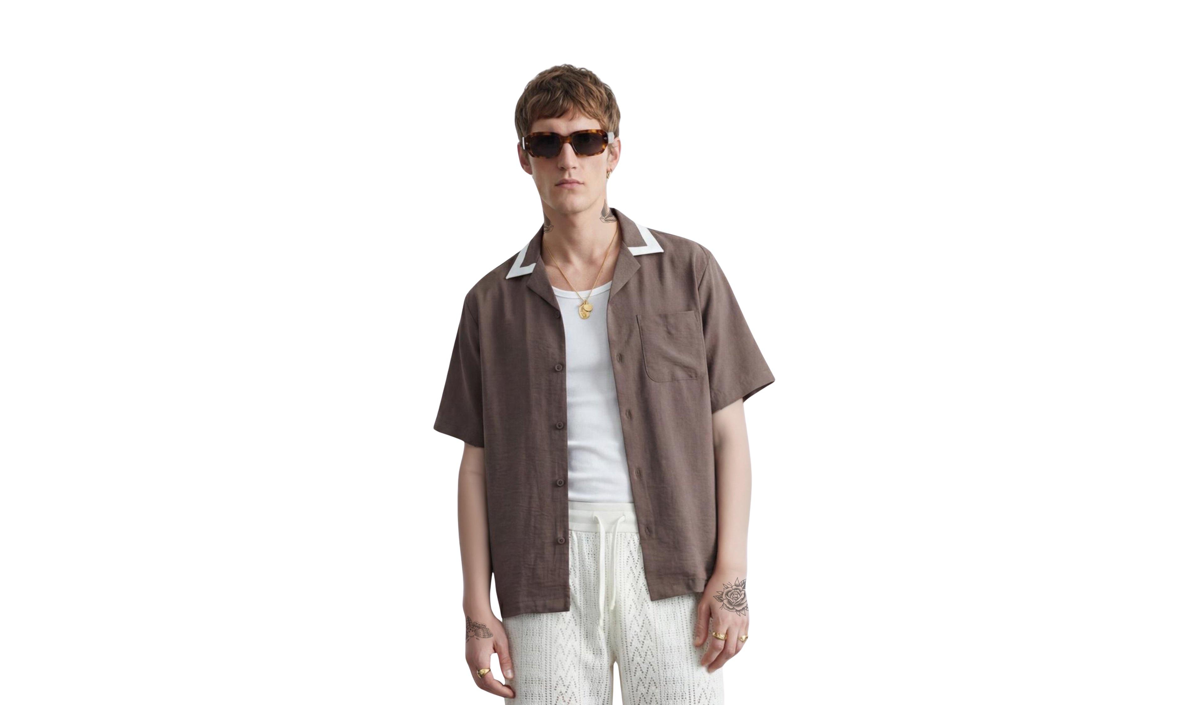 Twisted Tailor Men's Huxley Short-Sleeve Revere Collar Shirt