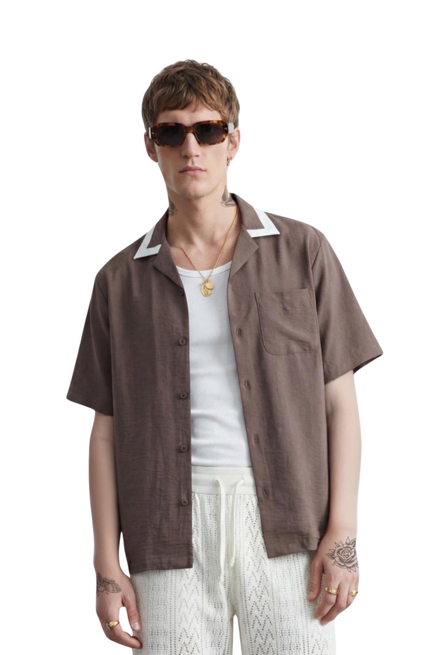 Men's Huxley Short-Sleeve Revere Collar Shirt