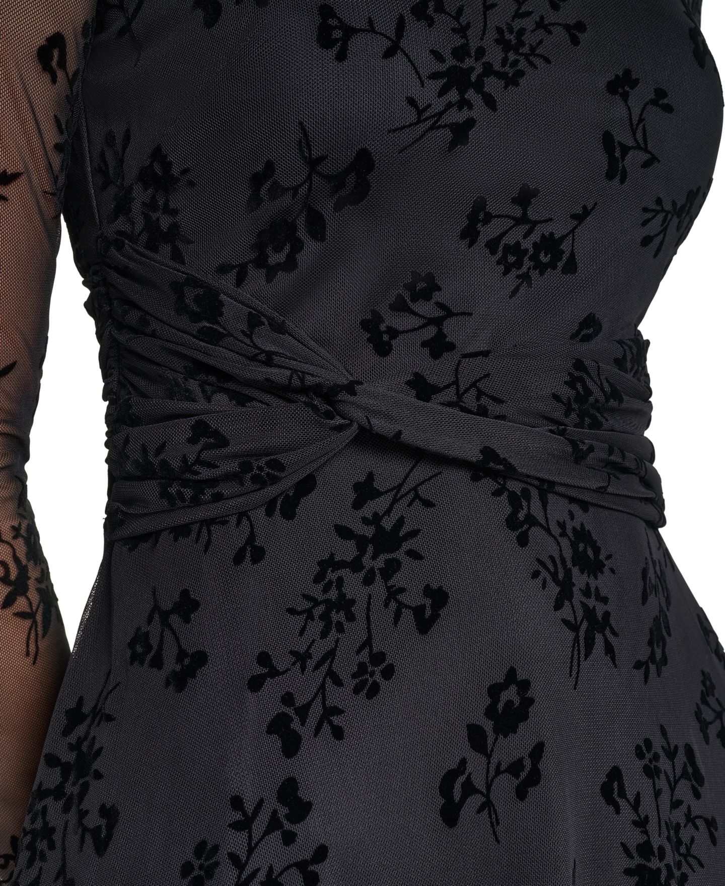 Женское платье Jessica Howard Petite Floral Burnout A-Line Midi, цвет: Чёрный — фото 5