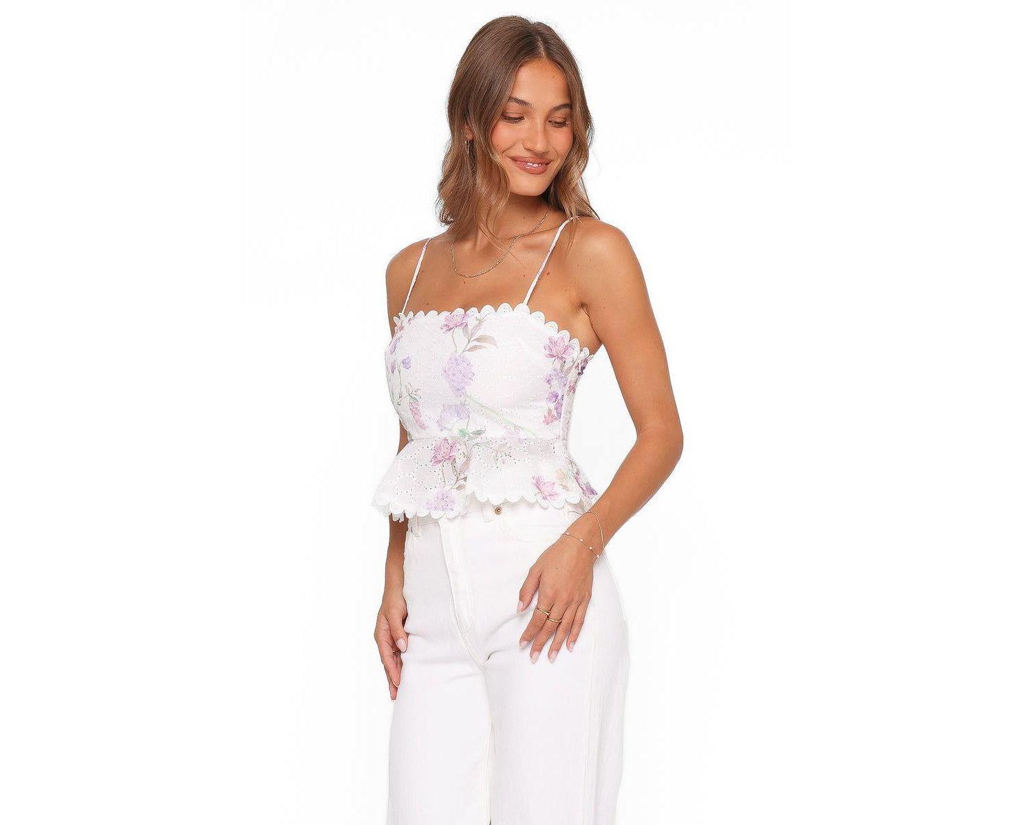 Women's Adams Floral-Print Square Neck Peplum Top