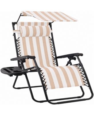 Extra Wide Folding Zero Gravity Patio Lounge Chair with Canopy Shade