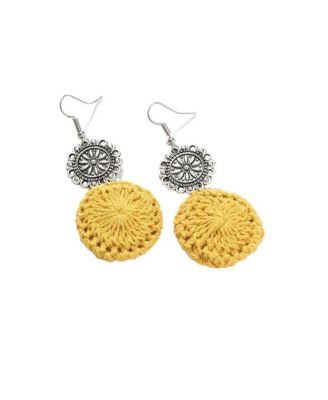 Women's Yellow Crochet Drop Earrings