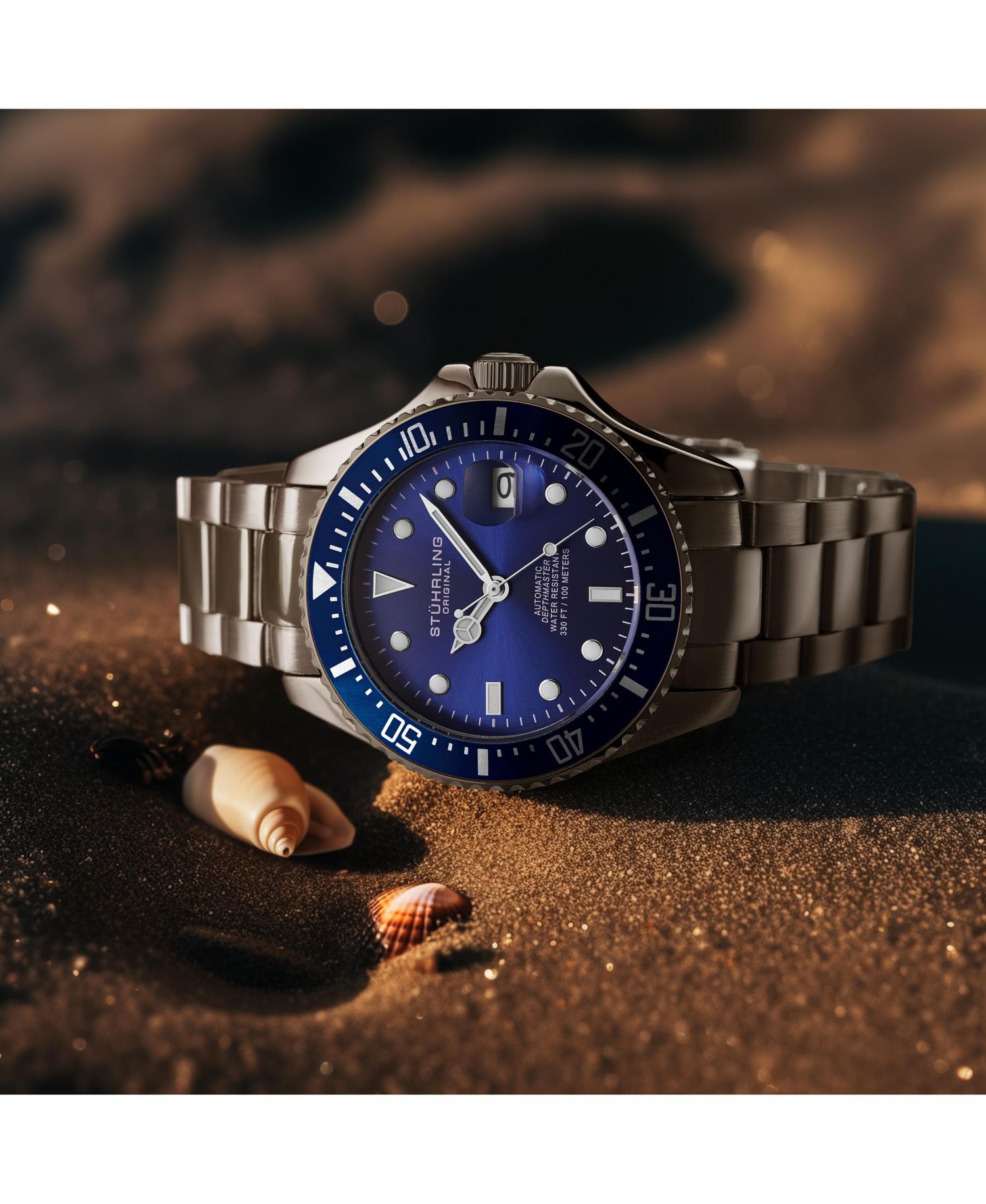 Men's Japanese Seiko NH35 Automatic Self Wind Movement Diver Watch, Stainless Steel Bracelet