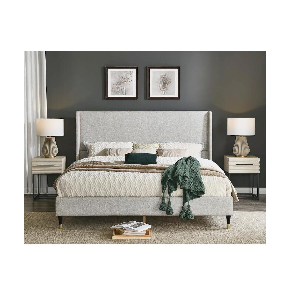 Roundhill Furniture Rozitta Upholstered Wingback Platform Bed, Queen