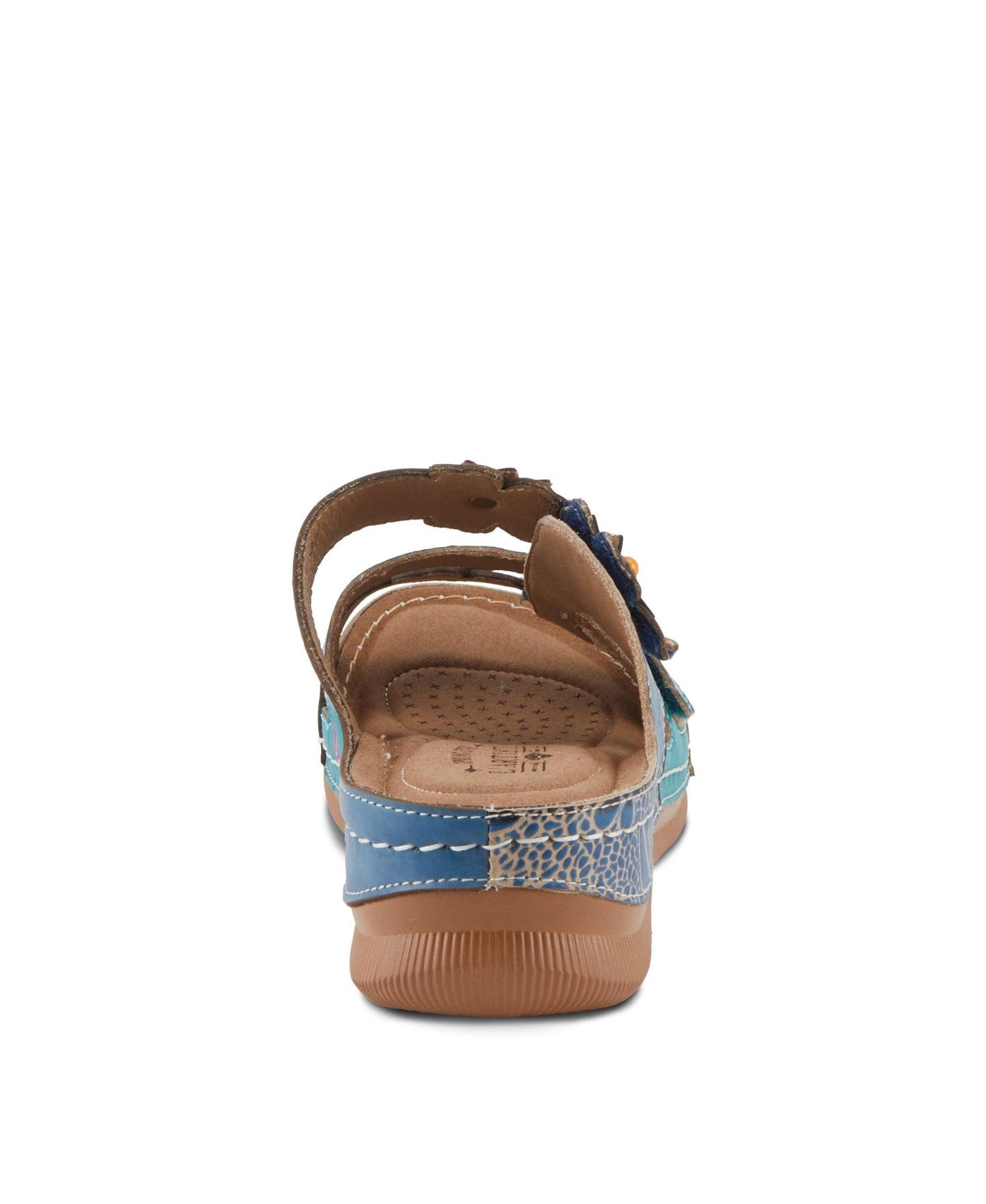 Женские сандалии L'Artiste Brash Hand-Painted Floral Leather Wedge, цвет: Синий разноцветный — фото 5