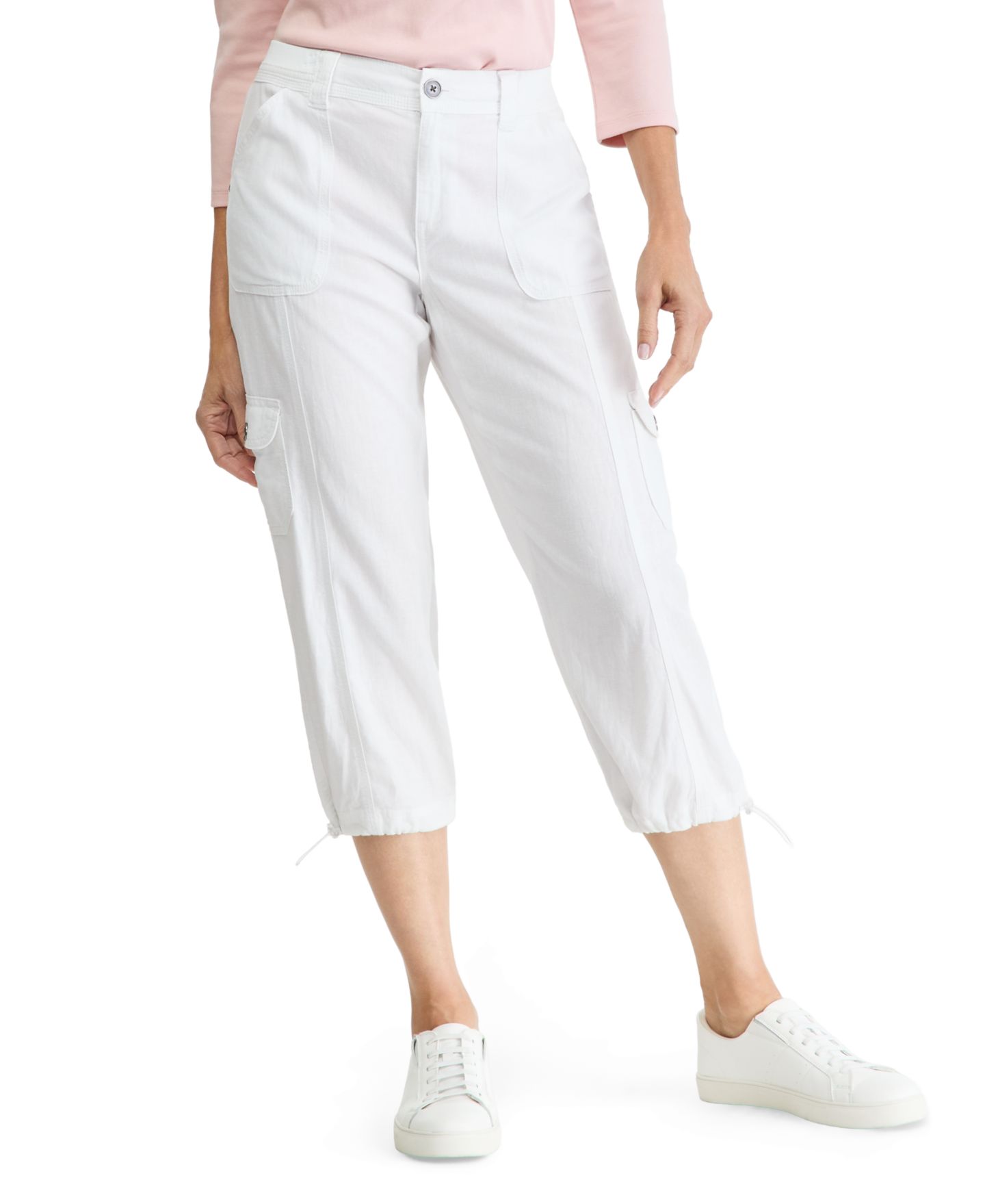 Женские брюки Style & Co Linen-Blend Cargo Capris, цвет: Яркий белый — фото 3