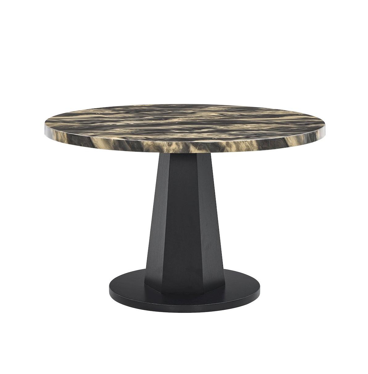 Roundhill Furniture Cavira Modern Faux Marble Dining Table with Wood Pedestal Base