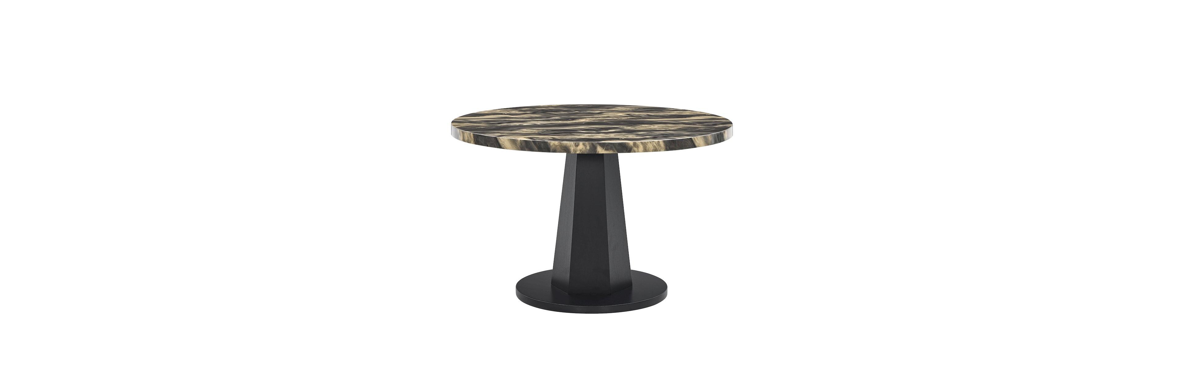Roundhill Furniture Cavira Modern Faux Marble Dining Table with Wood Pedestal Base