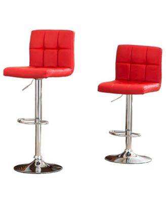 Biscc 2 Swivel Elegant PU Leather Modern Adjustable Hydraulic Bar Stools, Red
